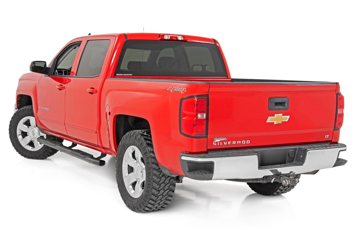 Chevrolet Silverado 3500 HD Oval Nerf Step - Rough Country - Crew Cab - Black - '07-'19
